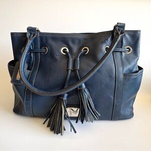 Tignanello Blue Leather Hobo Bag